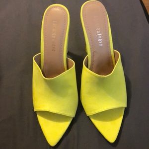 Point me out mule heels- neon yellow